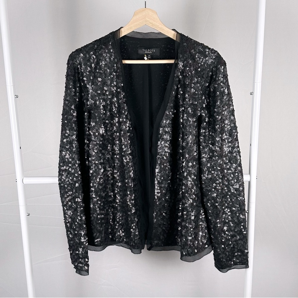 Talbots sequin black blazer